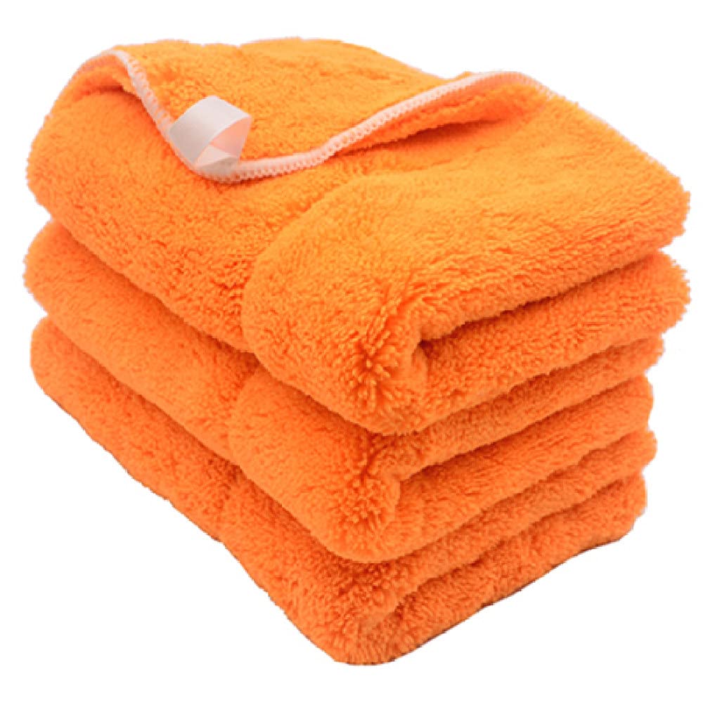 Toalla de Lavado de Autos 3PCS 40cmx30cm 800 Super Thick Felpa Microfibra Paño de Limpieza de Autos Cuidado de Autos Lavado Microfibra Cera Pulido Toalla de Detalles, Verde (Naranja)