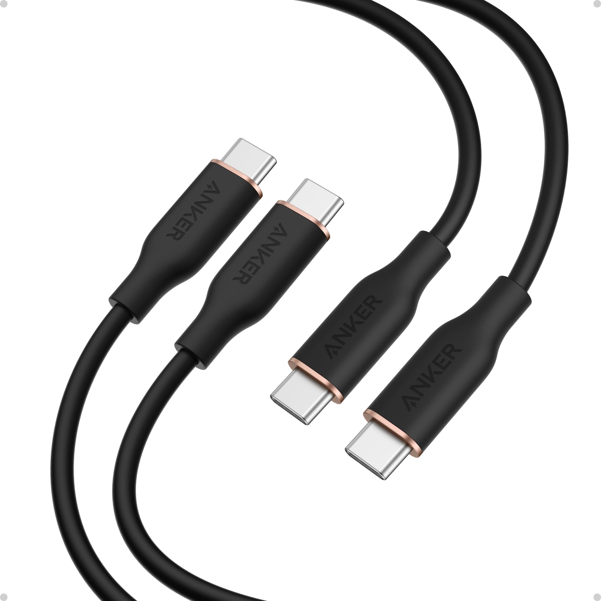 Anker Cable USB C, cable de carga rápida tipo C de 240 W (paquete de 2, 6 pies, negro) | USB 2.0 para iPhone 17 / 16 / 15 Series, MacBook Pro 2020 y más