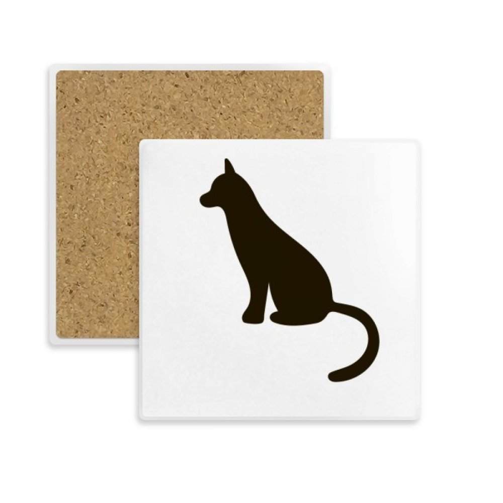 Coaster chat carré noir en pierre, le cadeau idéal pour amoureux de chats
