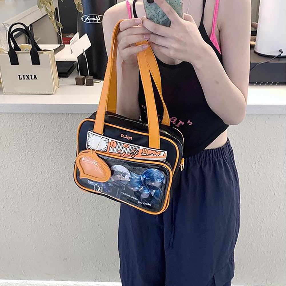Ita Bag Multi-Purpose PVC Handbag Tote, PU Japanese Shoulder Bag, Kawaii Pin Display Purse With Insert for Anime (Bare Bag)