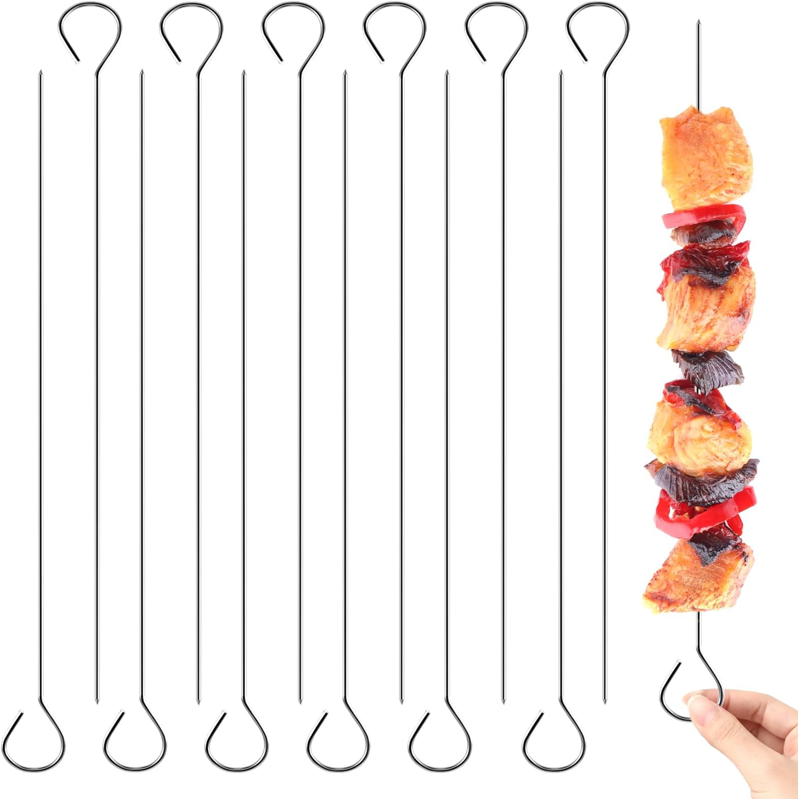 Super Z Outlet Stainless Steel Shish Kabob Flat Barbecue