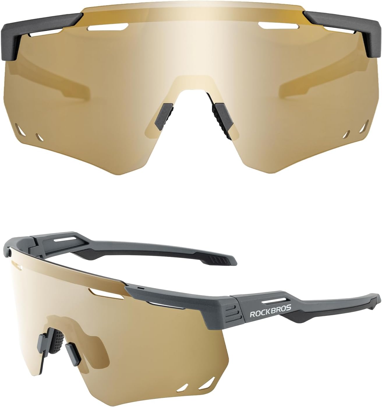 ROCKBROS Polarized Cycling Glasses, UV Protection Sports Sunglasses for Men Woman, Biking Sunglasses for Running Driving