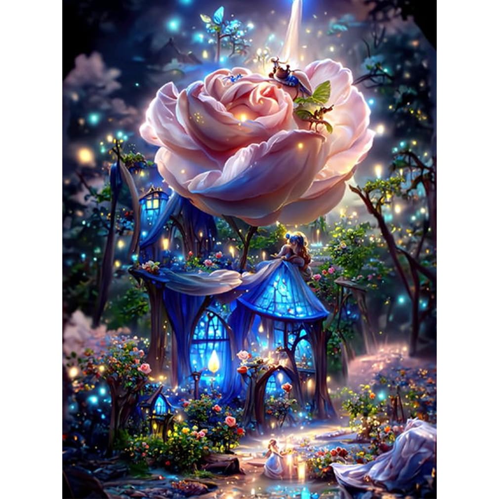 LWZAYS 5D Diamond Painting Kits for Adults - Landscape Diamond Art Kits for Adults, DIY Castle Gem Art Painting for Adults Full Drill Round Diamond Dots for Wall Decor Gifts 12x16inch