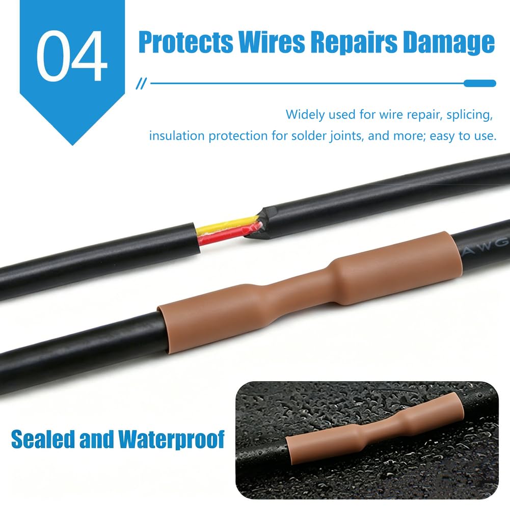 Tubi termorestringenti del PE 3:1 Brown per l'inguainamento del cavo | Tubo termoretraibile foderato adesivo, varie dimensioni, 2,4-39 mm, ignifugo, isolamento 600 V (diametro: 25,4 mm)