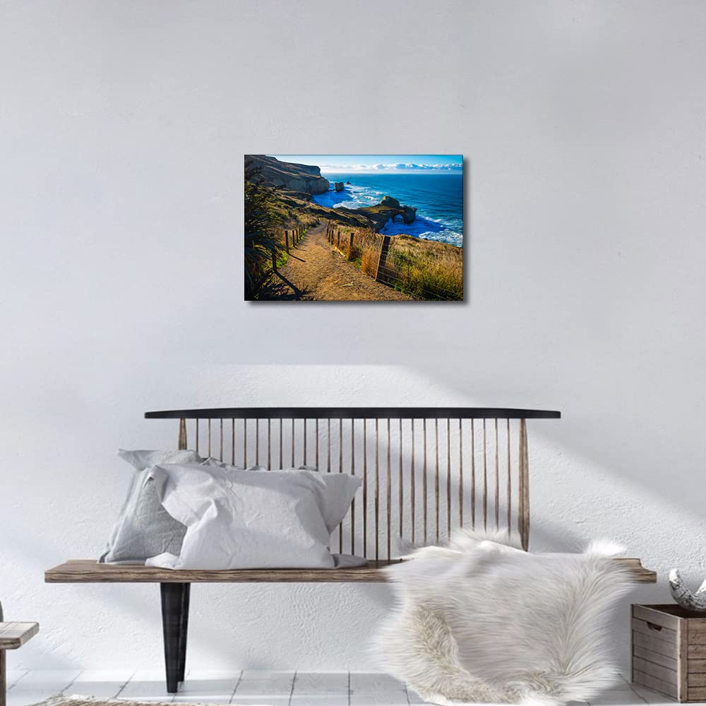 Canvas Wall Art Tunnel Beach New Zealand Ocean Landscape Framed Artwork Canvas Print for Living Room Bedroom Home Decorations Wall Decor 12x18inch - Image 2