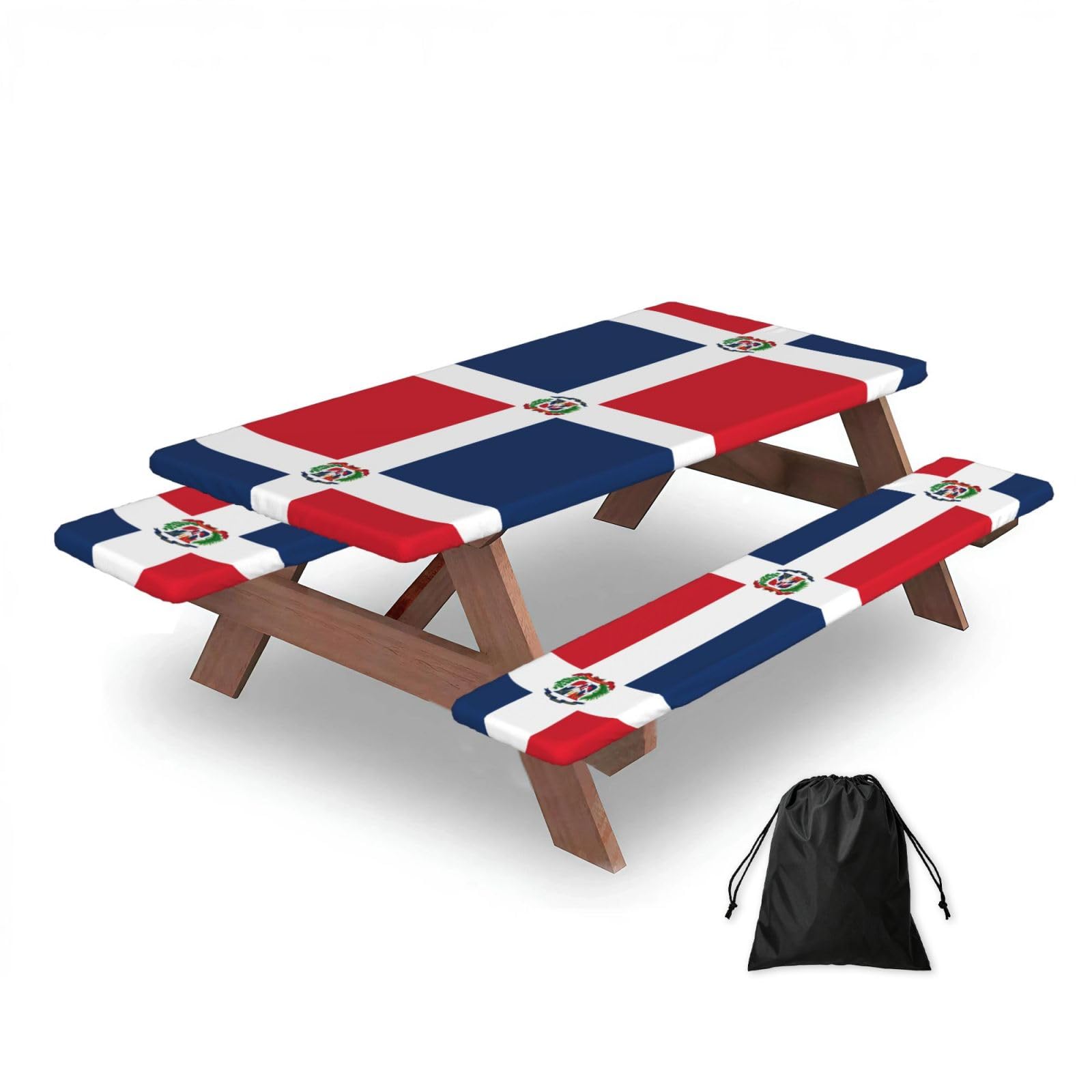 Zqytgfdc Black Dominican Republic Rectangular Water-Repellent Picnic Tablecloths, Outdoor Camping, Picnic, Bbq