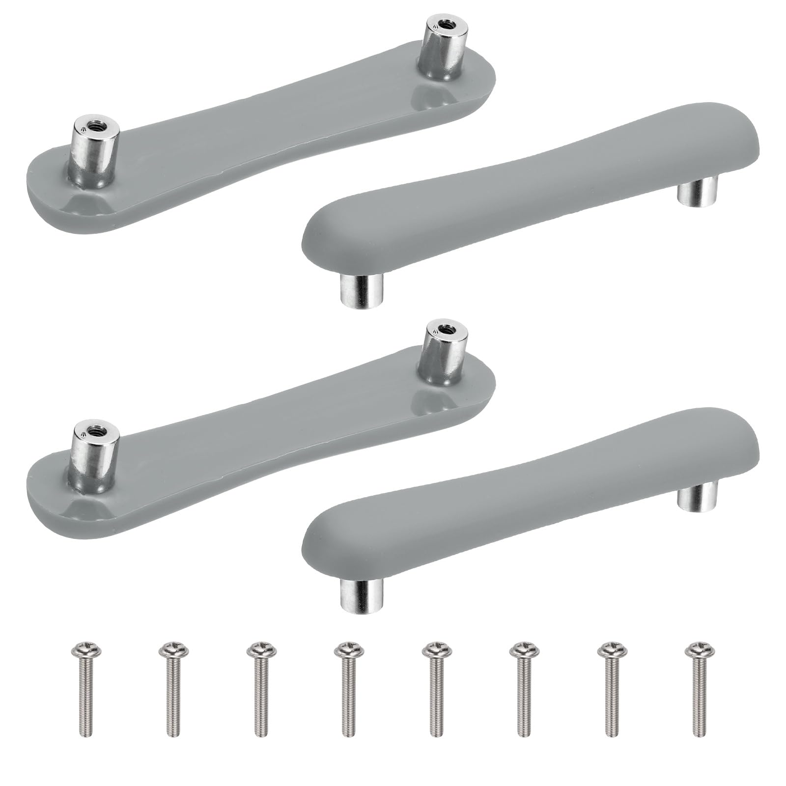 sourcing map 4 Pcs Cabinet Knobs, Long Strip Soft Silicon Cabinet Handle Double Hole Drawer Pulls with Screws Cartoon Dresser Knob for Decoration Bedroom Wardrobe Dresser Drawer Nursery, Gray