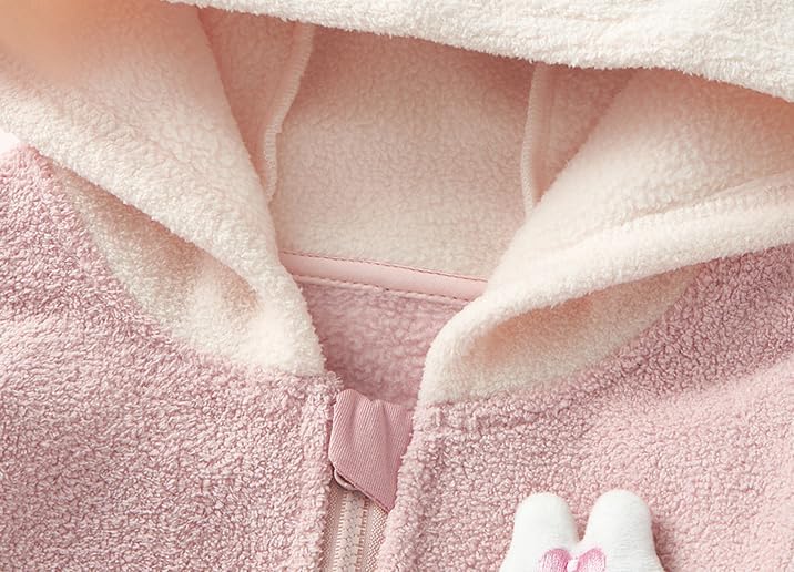 Baby Gilrs Hooded Jacket Soft Winter Warm Fleece Hoody Outerwear Jacket Coat - Image 5