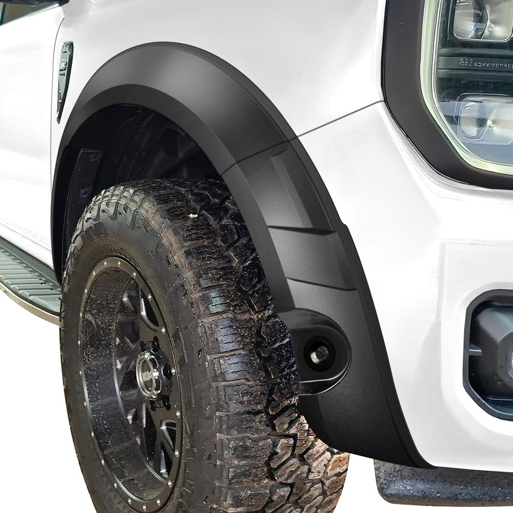 Kotflügelverbreiterung Ford Ranger T9 2023-2026 Wildtrak X und Wildtrak mit PDC, Kotflügel Radlauf Verbreiterungen ABS Pickup Zubehör, Steinschlag und Schmutz, Schwarz