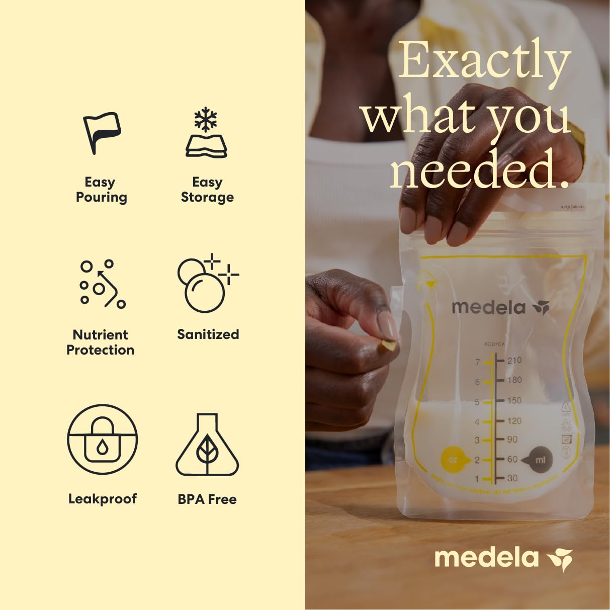 Medela Easy Pour Muttermilch-Aufbewahrungsbeutel, 100 Stück, 210 ml, Einweg, auslaufsicher, schnelles Einfrieren, Muttermilchschutz, recycelbar und BPA-frei