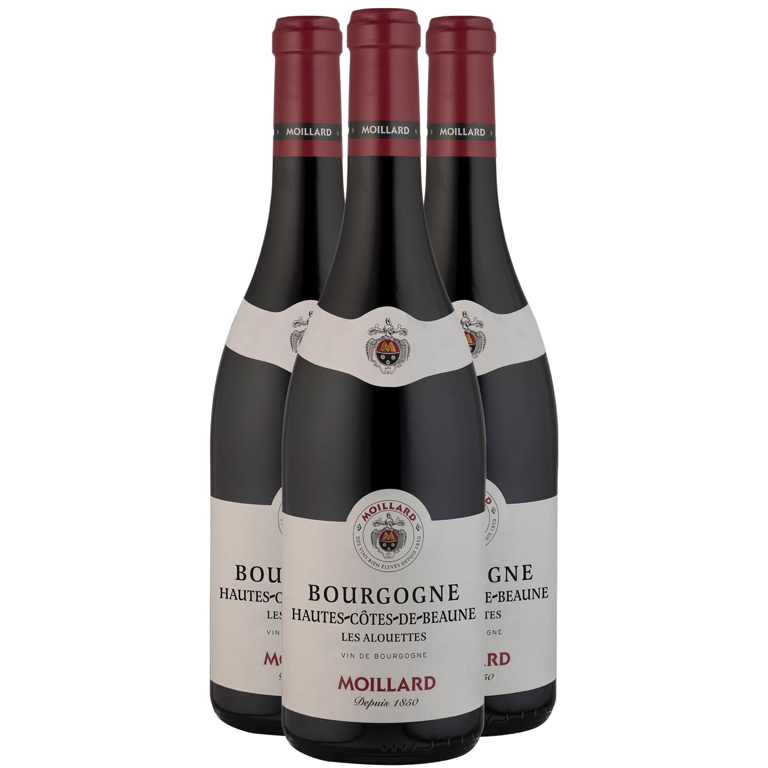 Bourgogne Hautes Côtes de Beaune Les Alouettes - Rouge 2023 - Maison Moillard - Vin Rouge de Bourgogne (3x75cl)