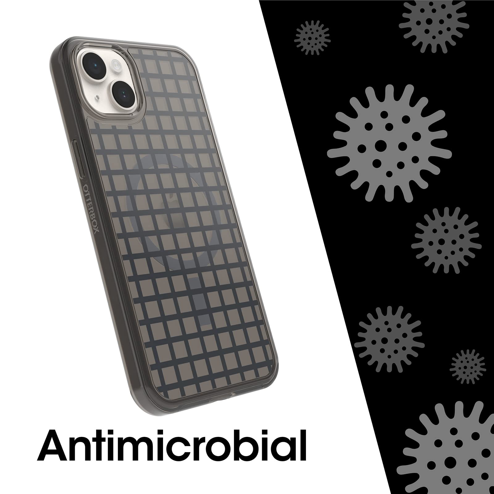 OtterBox Cover per iPhone 14 Plus Symmetry+ Clear per MagSafe, resistente a shock e cadute;sottile, testata 3x norme MIL-STD 810G, protezione antimicrobica, Window Pane Black