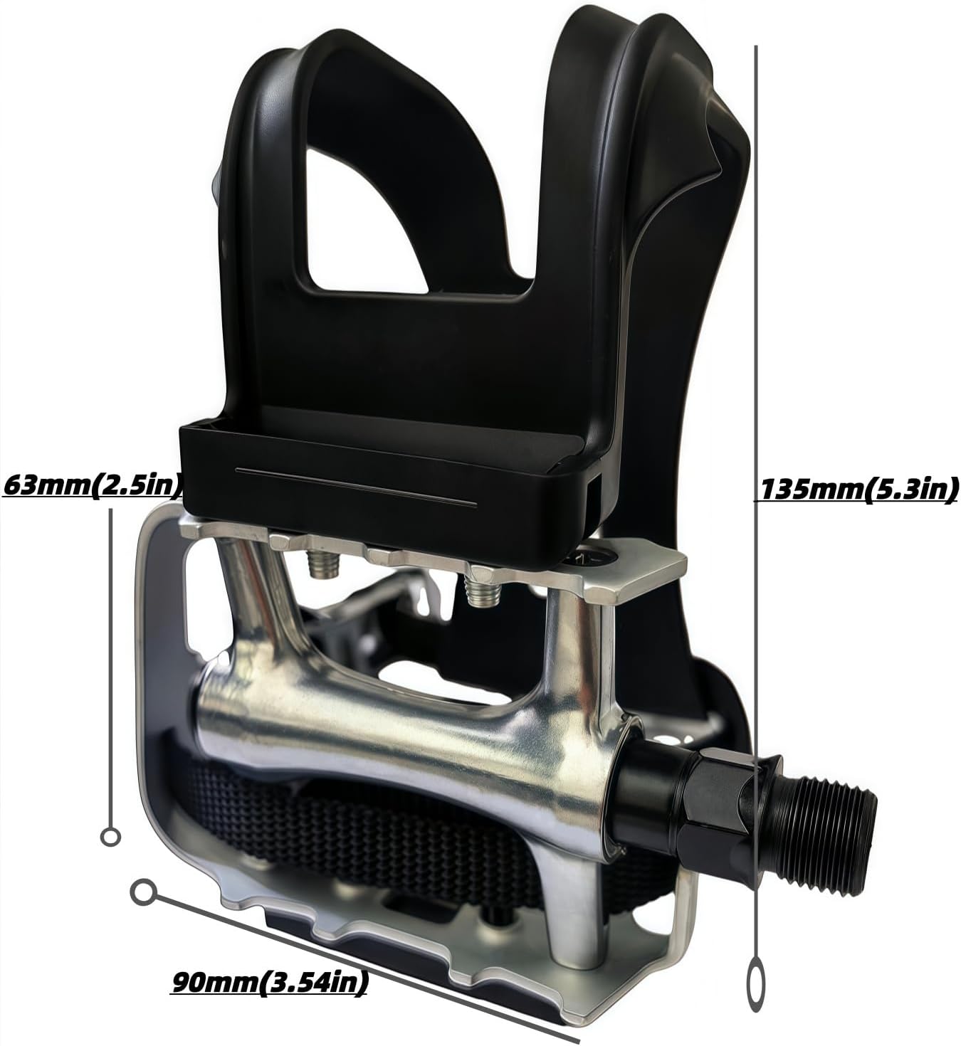 YBEKI All-Terrain Bike Pedals with Toe Clips & Adjustable Straps Dual-Purpose Resin/Alloy Bicycle Pedals 9/16" Spindle - Indoor/Outdoor Use for Exercise/Spin/Road Bikes MTB
