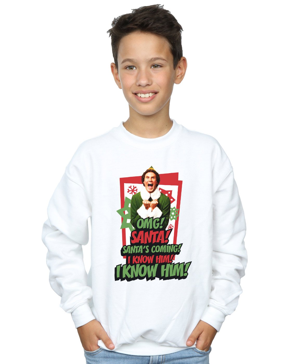 Elf Boys OMG Santa Sweatshirt 12-13 years White