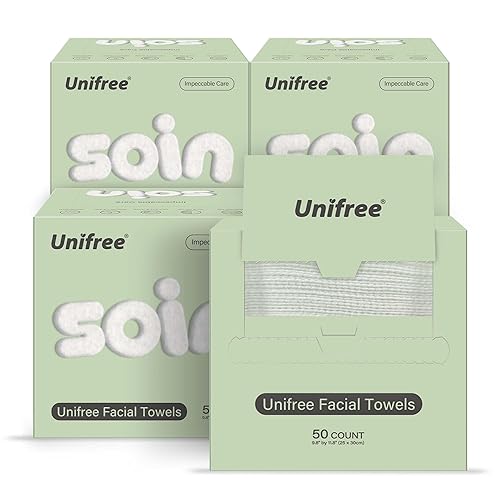 Miniatura 2 de Unifree Toallas faciales I Towel I Dry Wipes I Makeup Remover I Clean Facial Pañuelos en caja, tamaño grande 11.8 x 9.8 pulgadas, 50 unidades por