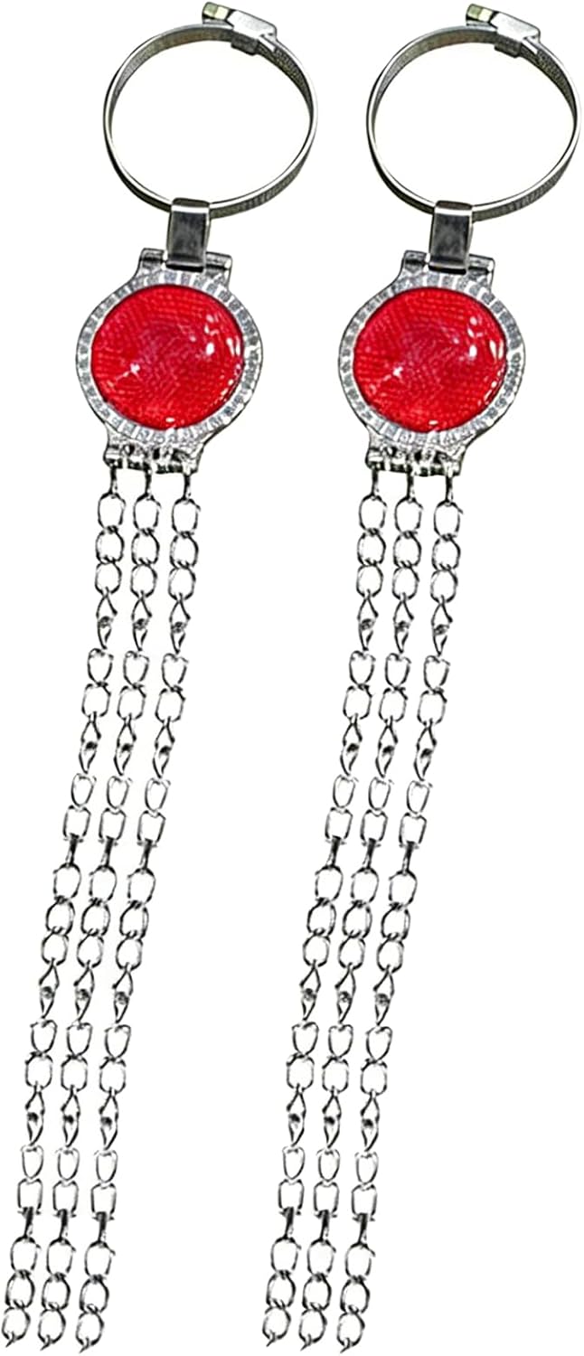 4PCS Car Ground Strap Anti Static Metal Grounding Chain Weatherproof Discharge Strip for Automotive Electrostatic Reflector Accessories - Red 13in