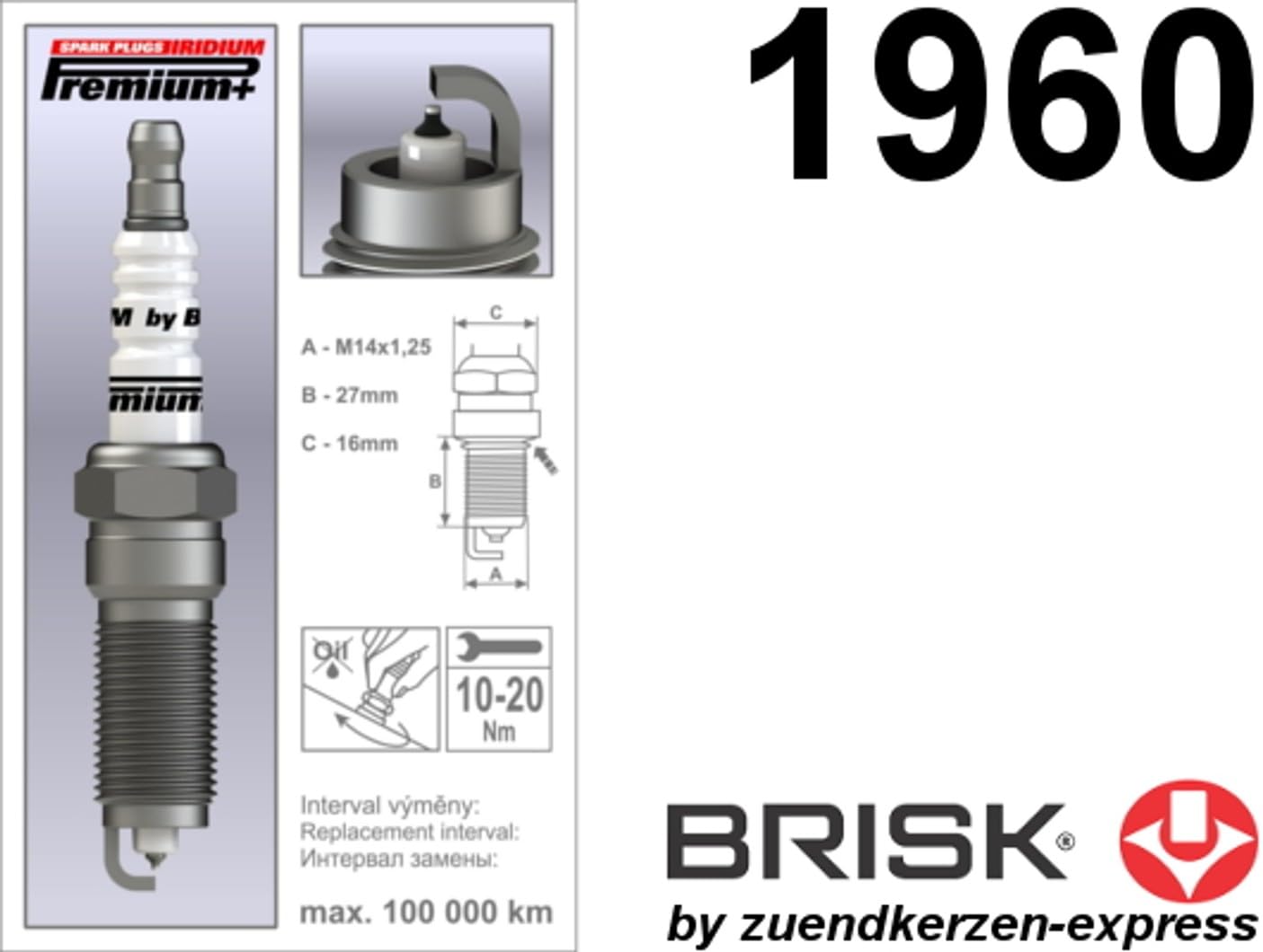 BRISK Iridium Premium+ Plus P34 ROR15BYIR 1960 Zündkerzen, 4 Stück