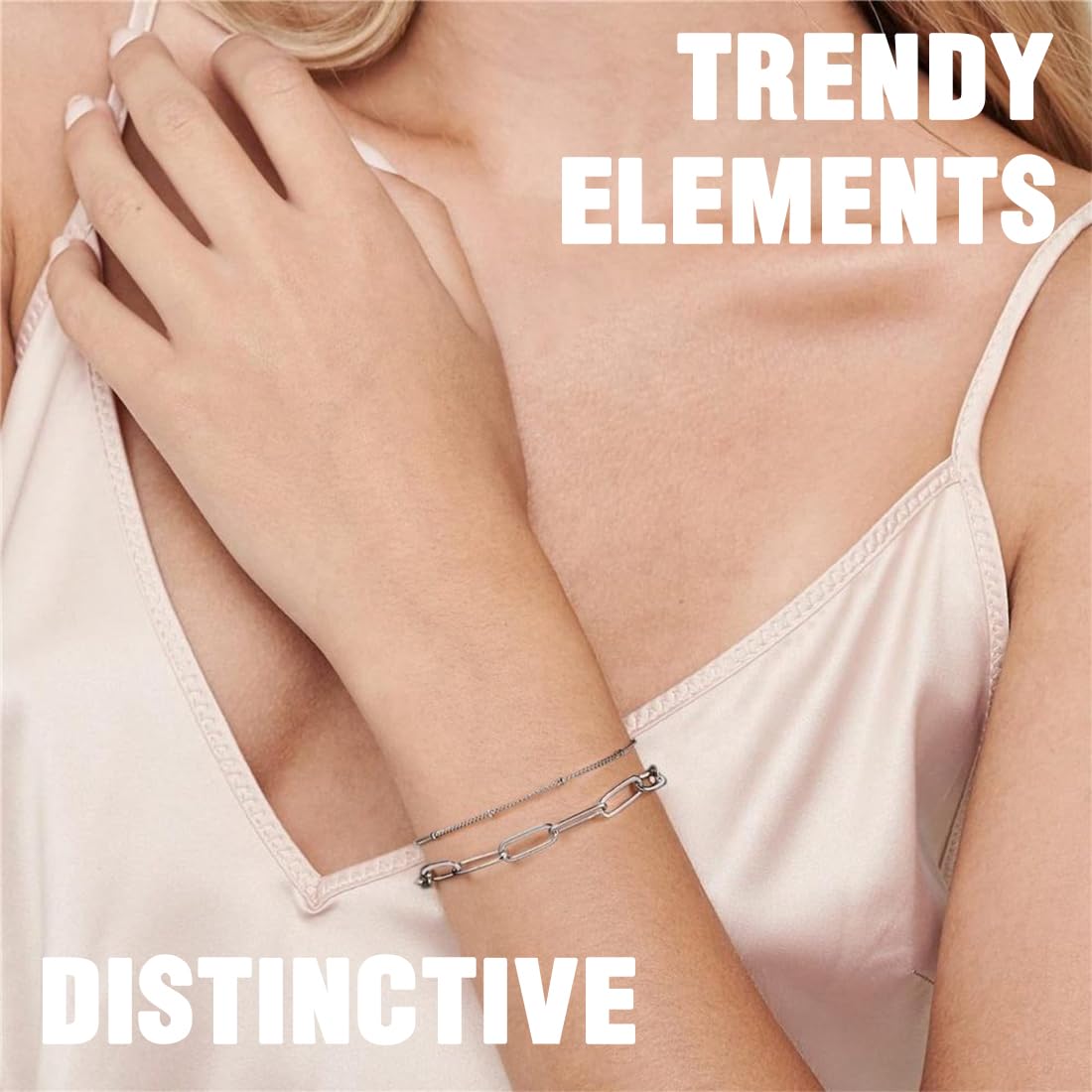 2 Bracciali A Catena In Acciaio Inossidabile Per Donna – Regolabili, Placcati Oro 14K, Impilabili, Set Bijoux