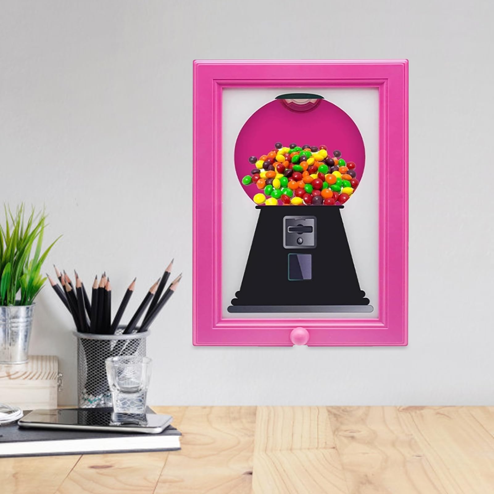 Generisch Handy-Candy Frame, Bilderrahmen Mit Süßigkeiten-Spender Für Kinder, Kreative Wandbilderrahmen-Dekorationen, Hängender Süßigkeitenspender & Kaugummi-Maschine Bilderrahmen