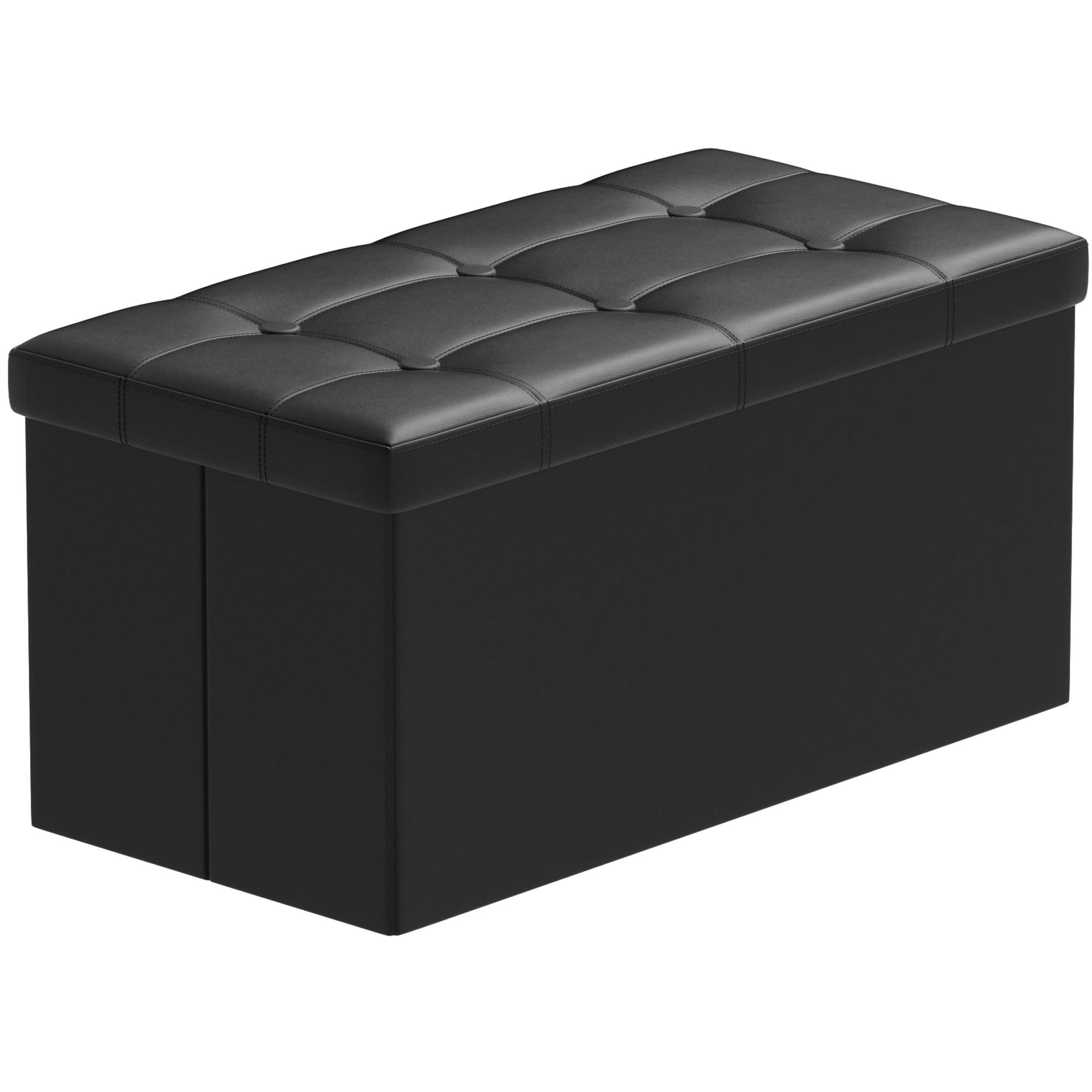 BRIAN & DANY Baúl Puff Taburete para almacenaje Plegable Ottoman, Negro, 76 x 38 x 38 cm