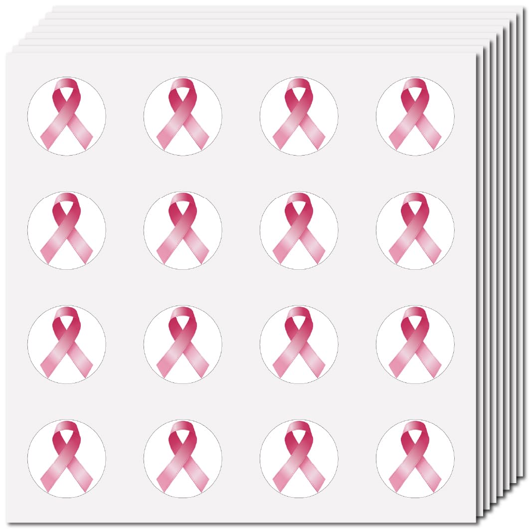 CREATCABIN 128Pcs Red Ribbon Stickers for Heart Awareness Fundraising Plastic Decal Self-Adhesive Waterproof Sticker Round Bulk Stickers Perfect for Events Support Groups Water Bottles 2.5x2.5cm