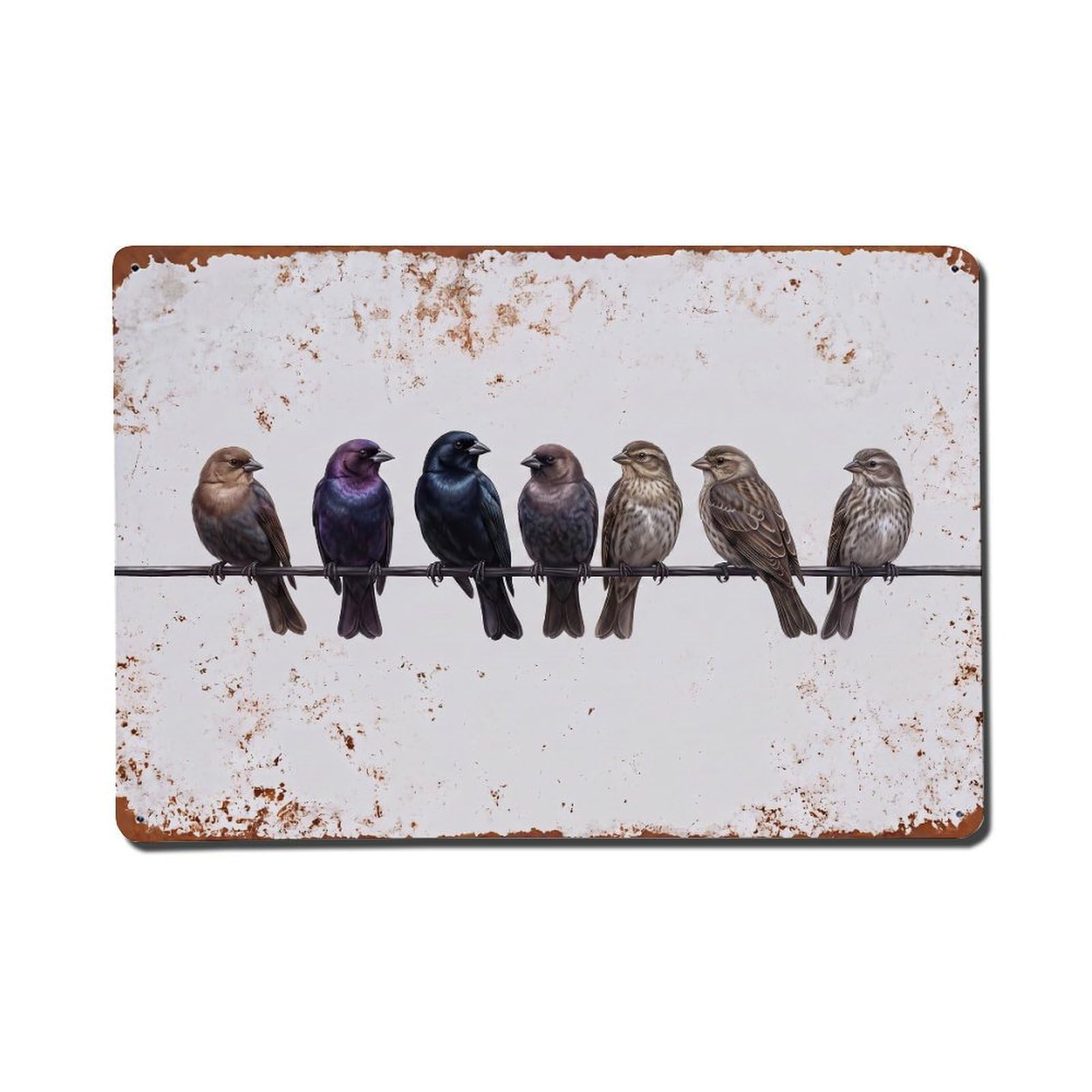 Vintage Retro Birds Cowbird Metal Tin Sign