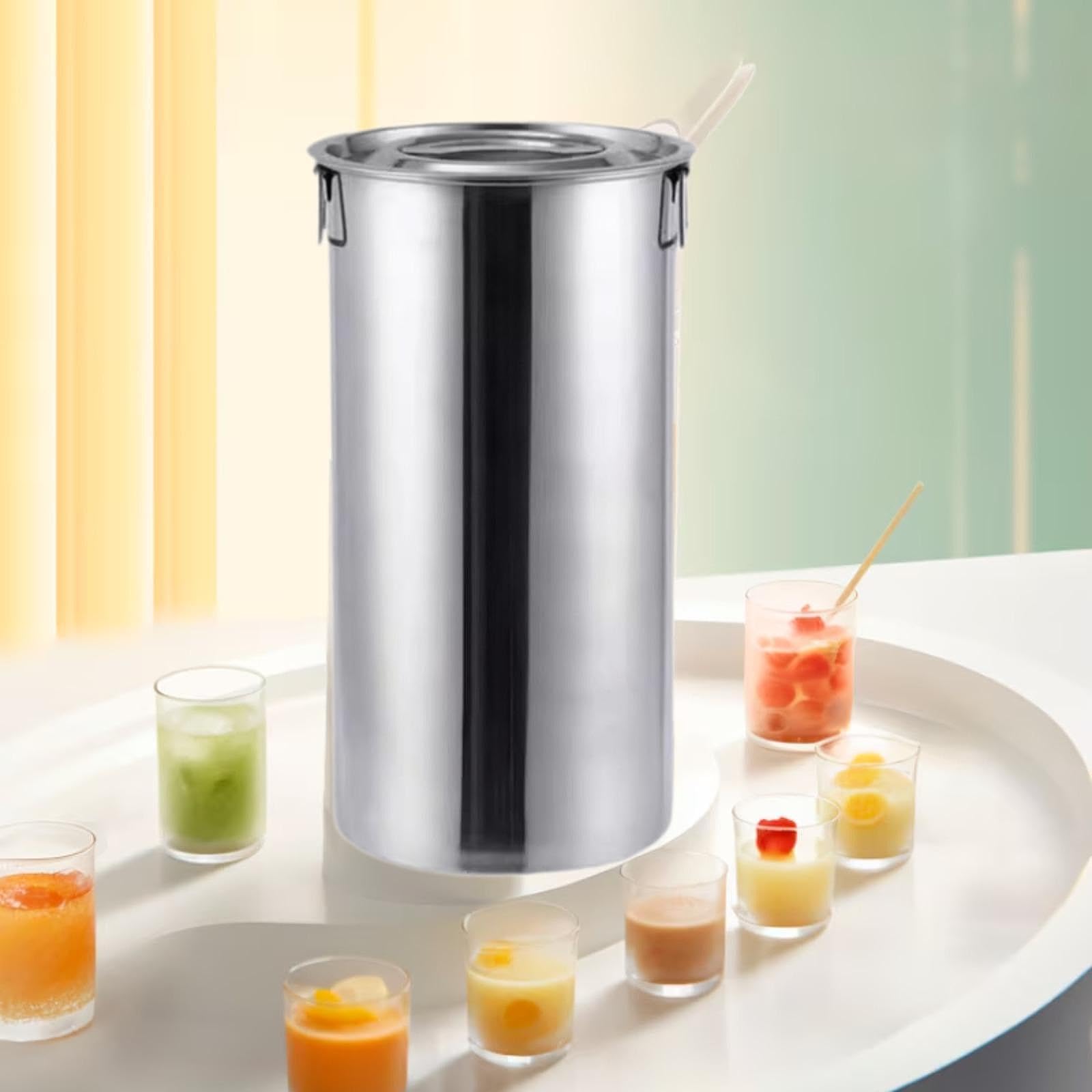 Edelstahl Eimer mit Deckel Getränke Trinken Dispenser Lagerung Container für Unterhaltung, 22x40cm15L