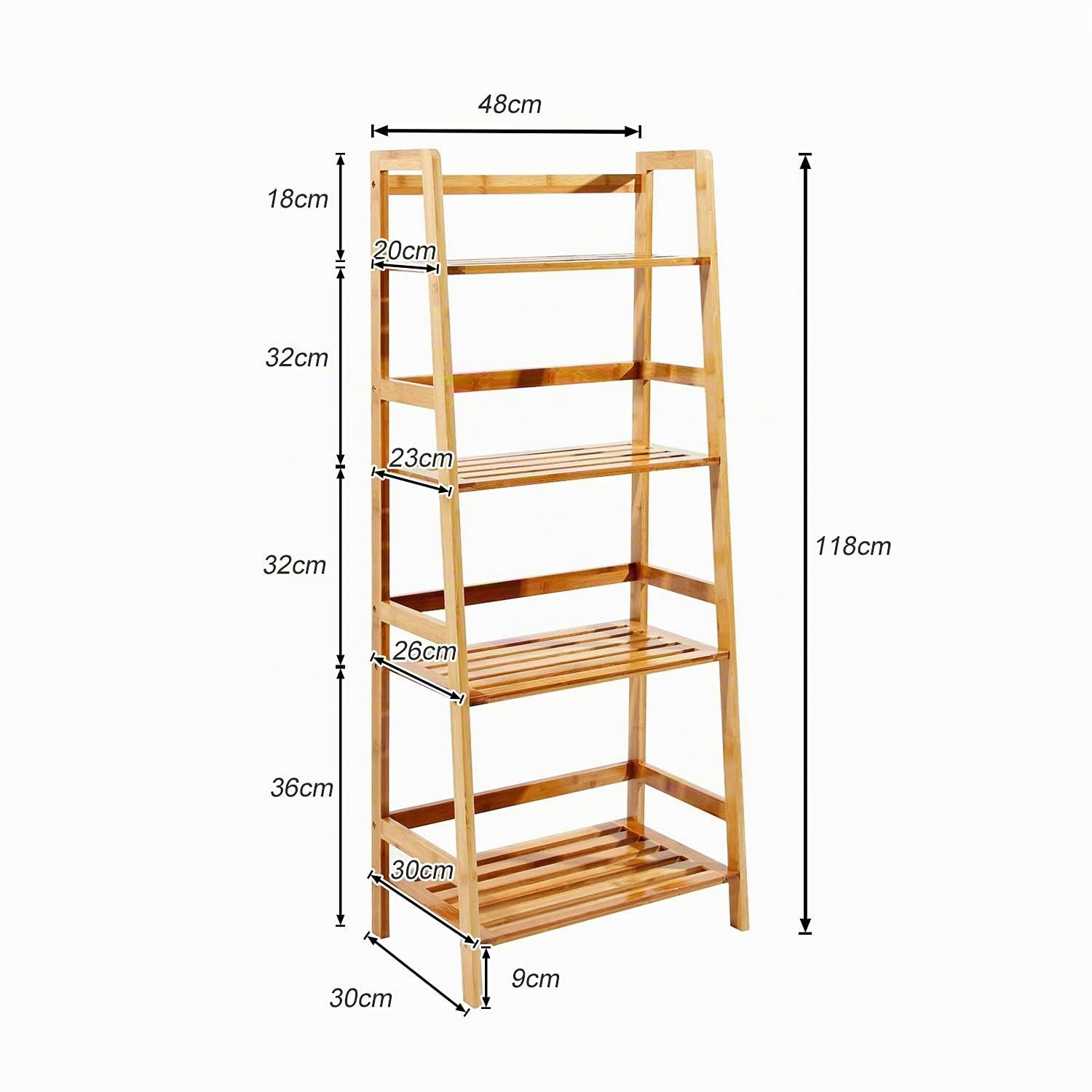 SogesHome Libreria 4 Piani 48 x 30 x 119 cm Fioriera per Piante Scala per mensole Espositore per scaffali da Cucina Scaffale per scaffali per casa e Giardino, KS-HSJ-02-SH