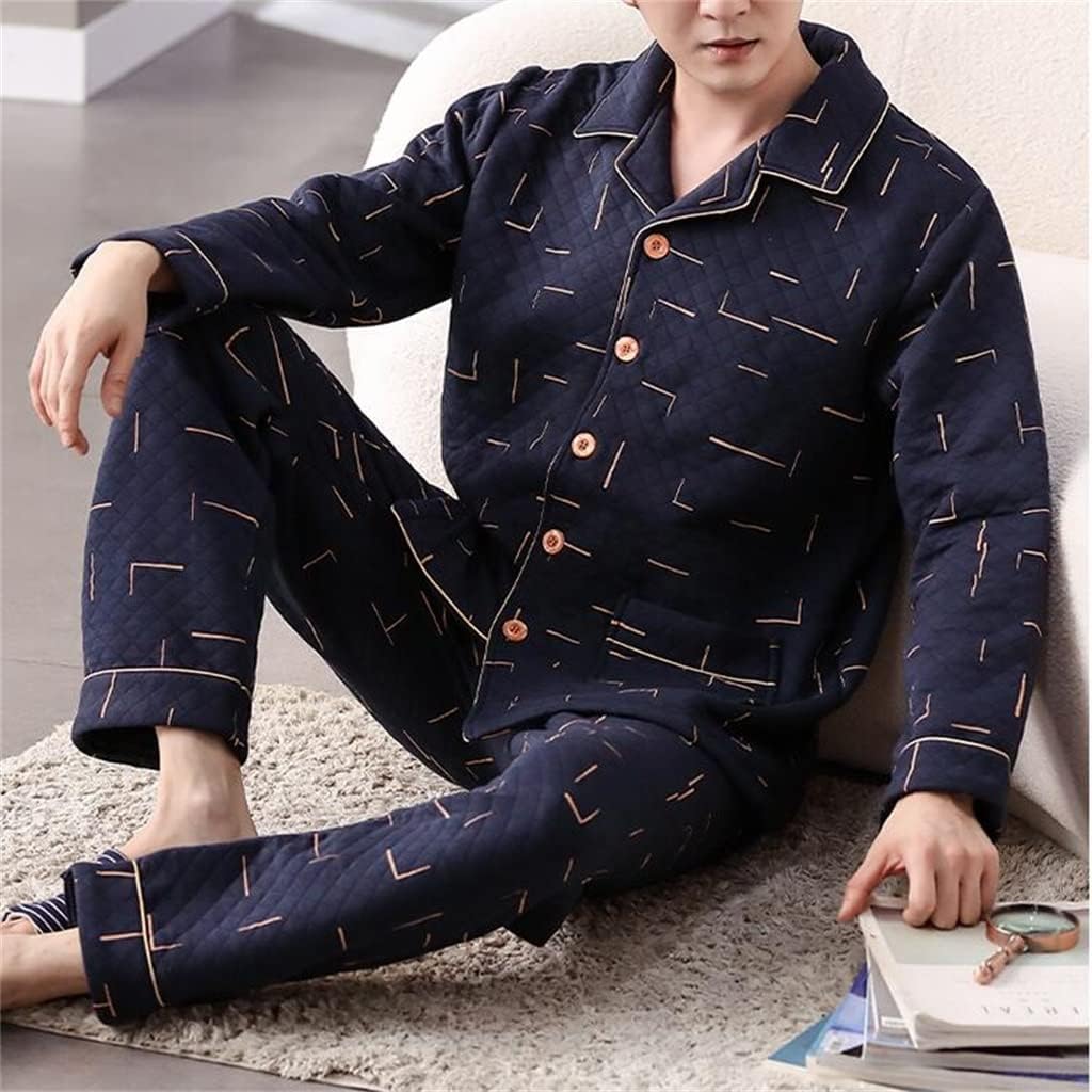 Winter Dad Middle-aged Cotton Autumn And Men's Pajamas Sandwich Thick Long Sleeve