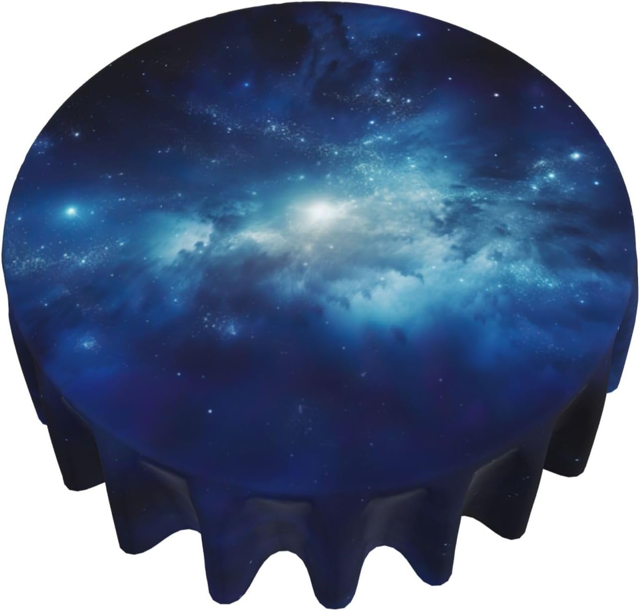 Galaxy Print Wrinkle Free Dining Table Cover for Birthday Party Farmhouse Tablecloths Up to 60 x 60 Inches