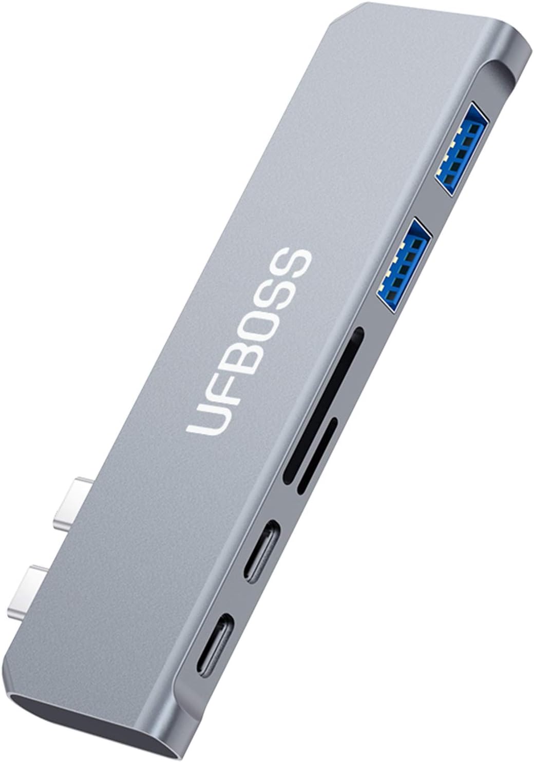 USB C Hub Mac Book Pro Adapter, UFBOSS 6-in-2 USB C Dongle with Thunderbolt 3 PD Port, USB C Port, 100W Power Delivery, 2 USB 3.0 Port SD/TF Card Reader for Mac Book Pro 2020/2019/2018/2017