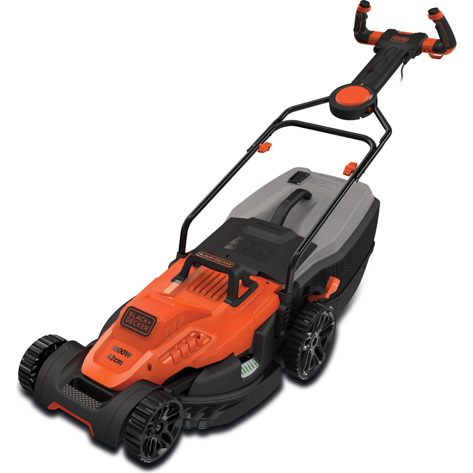 Black & Decker 1800W 42cm Easy Steer Lawn Mower for & Garden, Orange/Black - BEMW481ES-GB, 2 Years Warranty