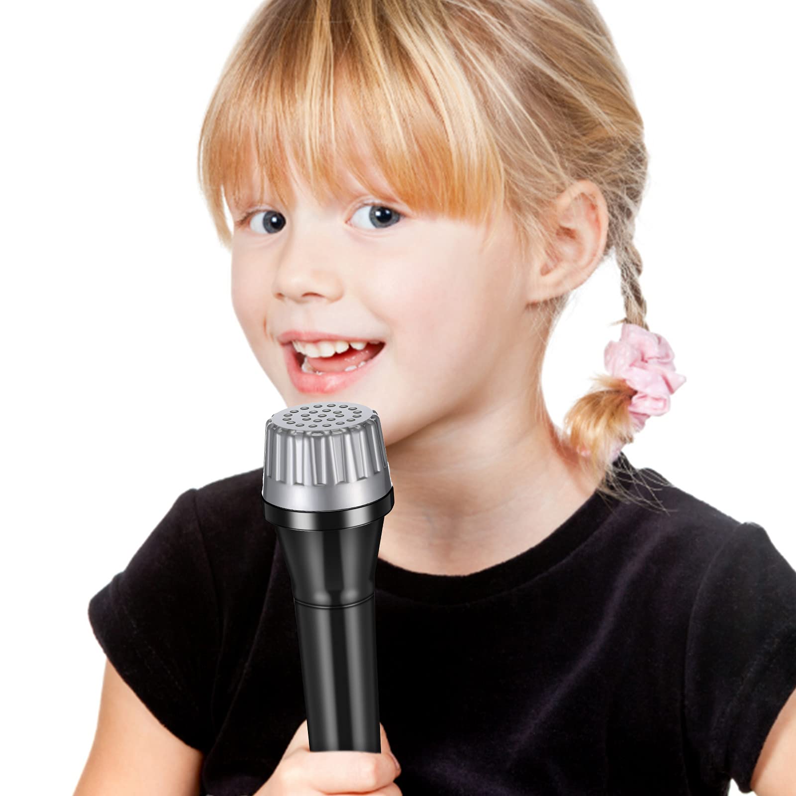 Juego de 6 micrófonos de juguete para niños, 5.7 pulgadas, accesorios de micrófono falso de plástico para karaoke, diversión en escenario, disfraz de fiesta de cumpleaños, accesorios de fiesta 5