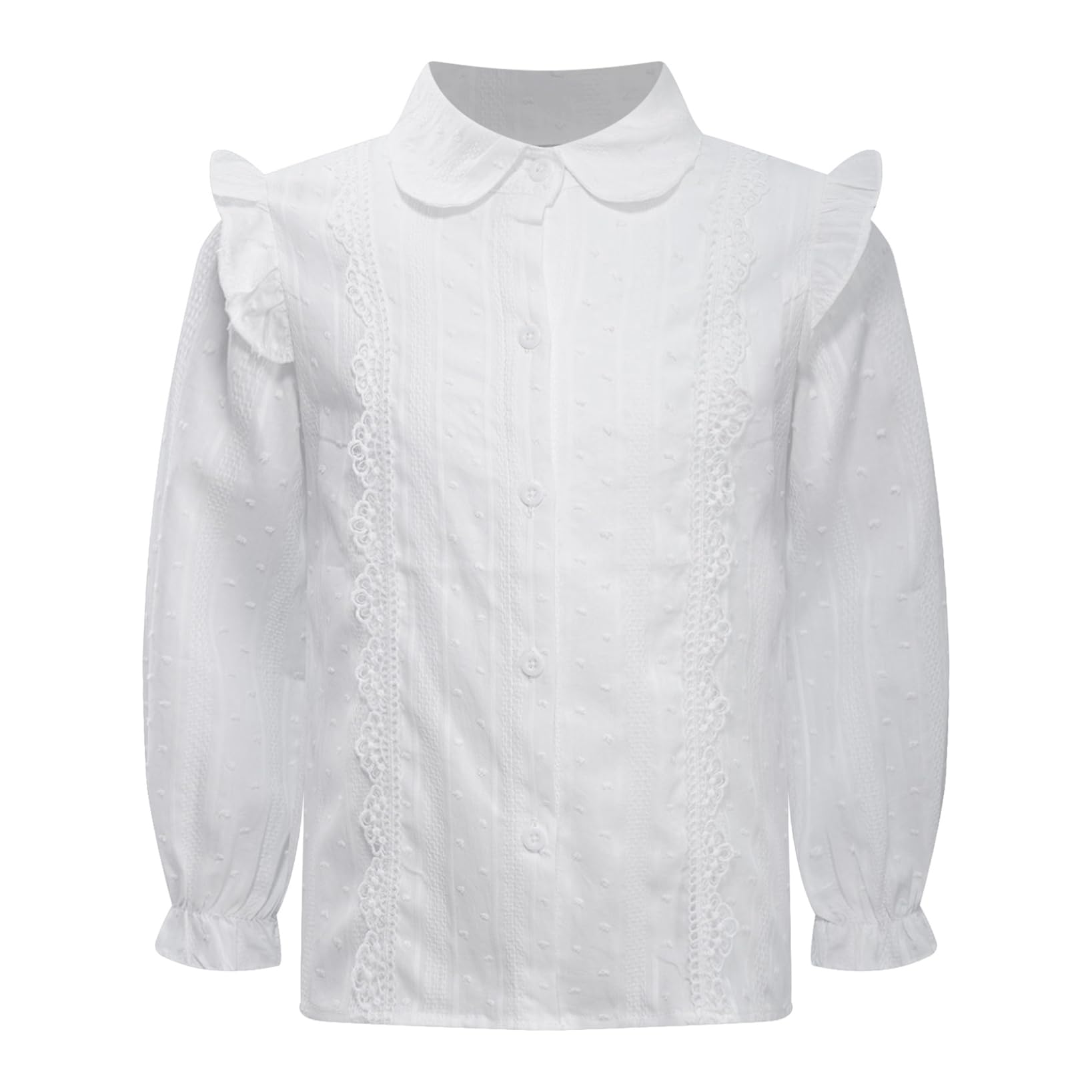 Nyeemya Camisa para Niñas Blusa Manga Larga Camisa de Trabajo con Tapeta de Botones Moda Infantil Estilo Casual y de Vestir