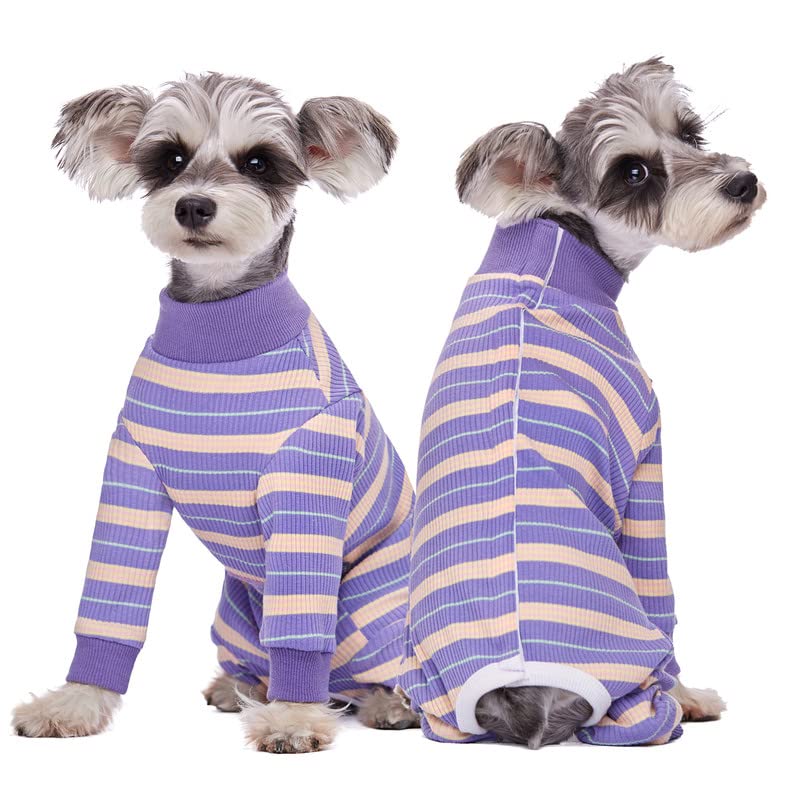 Image of Dog Surgery Recovery Suit for Small Dogs, 4-Legged Dog Onesie After Surgery with Back Snaps, Breathable Cotton Spay and Neuter Bodysuit for Female and Male Dogs