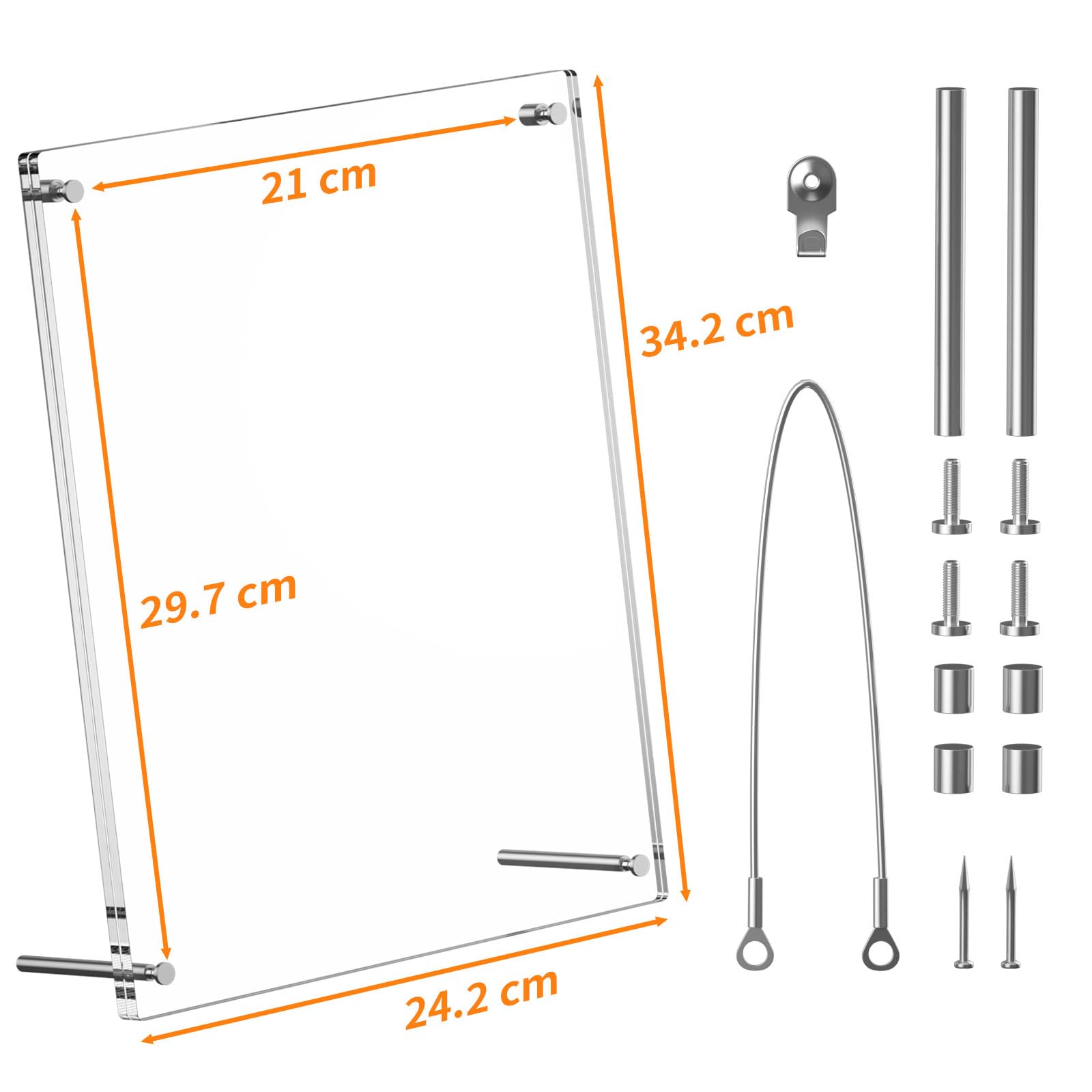 AITEE Set di 2 cornici in acrilico A4: cornici trasparenti e moderne, senza cornice, per foto di bambini, foto di famiglia, foto di nozze e decorazioni per la casa
