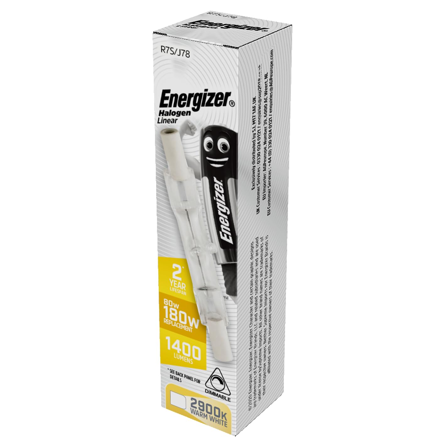 TradePax 5X Energizer ECO Linear Halogen Bulb - R7-78mm - 80w (150w) - Pack of 5, White - Image 2