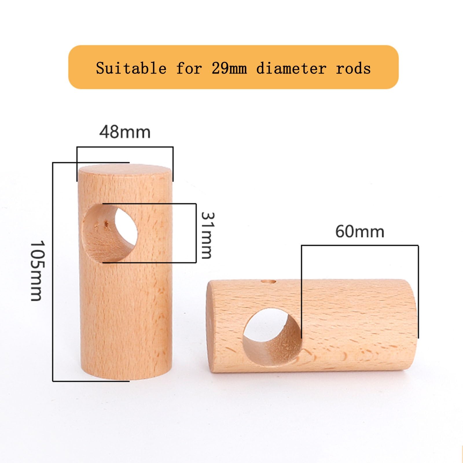 Tringle extensible en bois massif de 25 mm pour rideaux et ains, idéale pour la décoration de la maison, 280 cm
