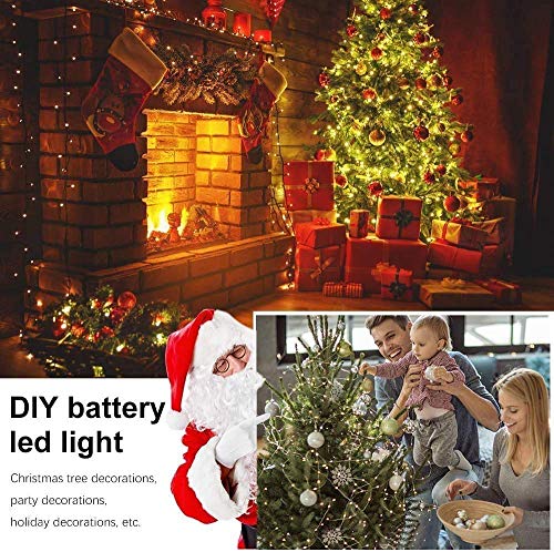 Led-lichtsnoer met batterij en timer, 10 stuks, 2 meter, 20 micro-koper, warmwit, IP65 waterdicht, decoratieve lichtketting voor feestjes, tuin, bruiloft - Image 5