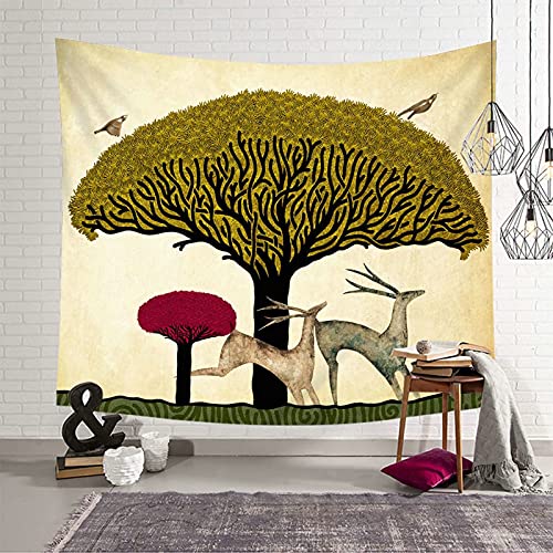 Tapiz de pared para tapar imperfecciones: tela decorativa de alces en poliéster 150x150cm
