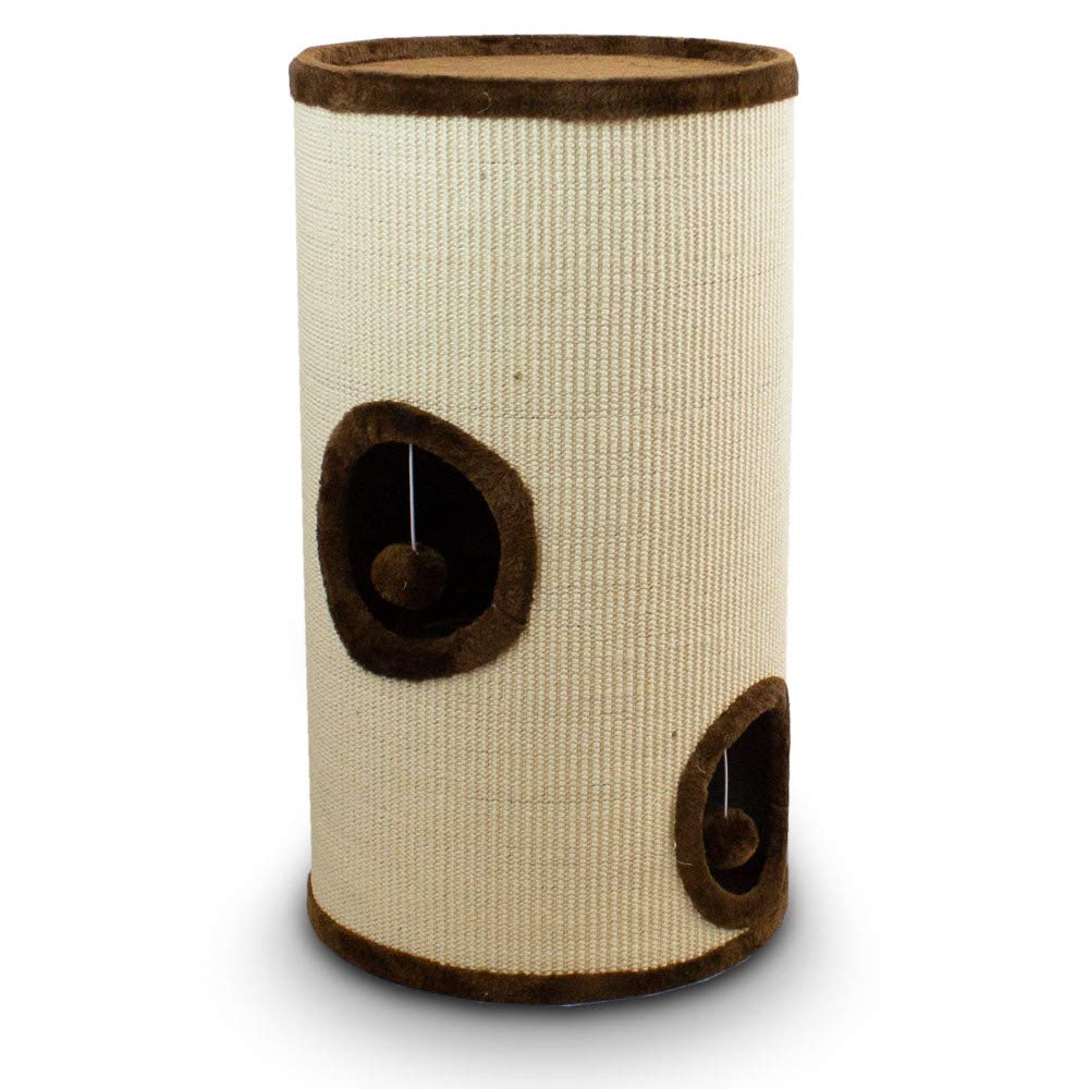BITUXX® Sisaltonne Kratztonne Katzentonne Katzenbaum Katzenhöhle Kratzbaum mit Plüsch und Sisal … (70cm, Braun)