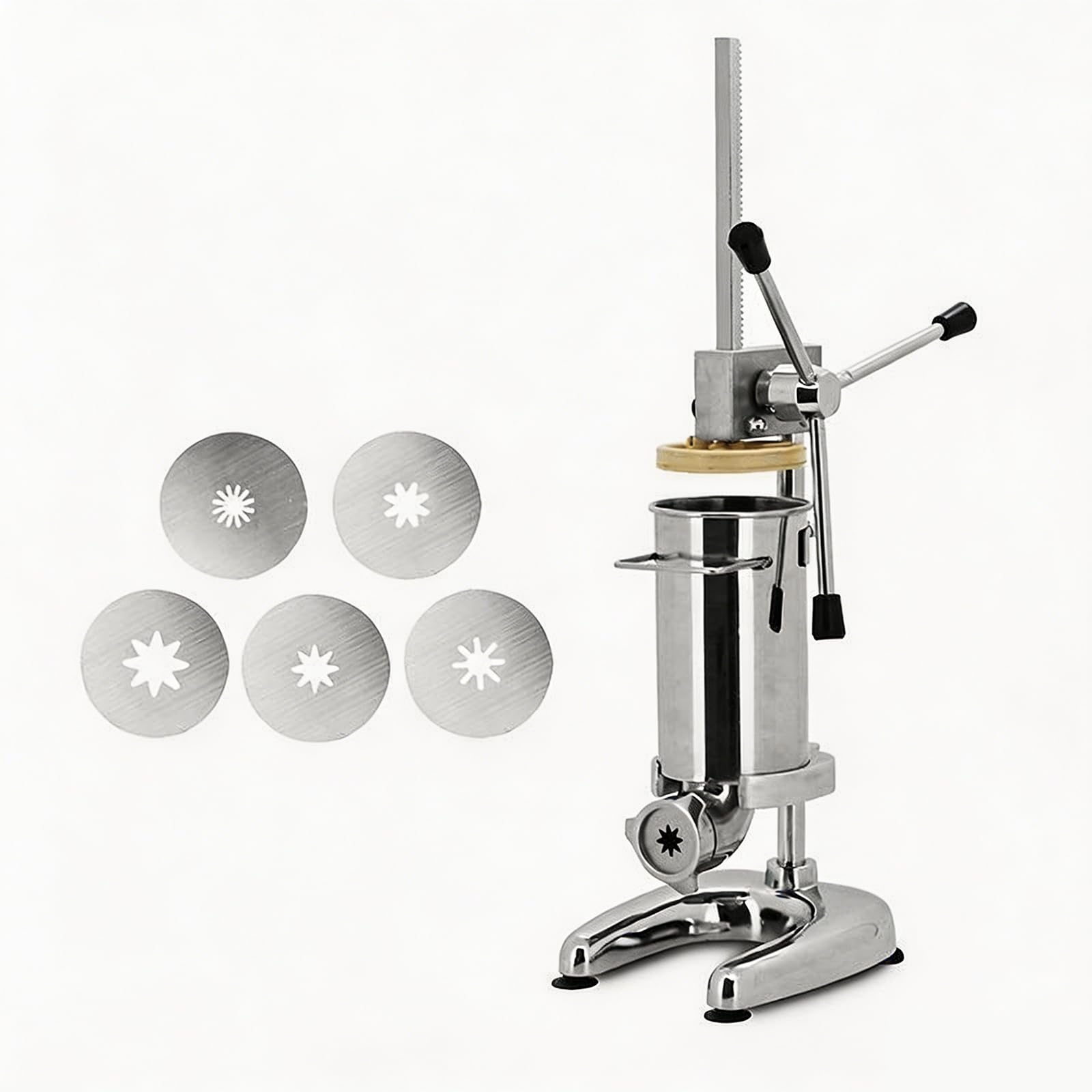 Eiwitany 3L Vertical Stainless Steel Manual Churro Maker Press, Commercial Grade Hand-operated Dispenser for Crafting Spanish Churros & Latin Pastries