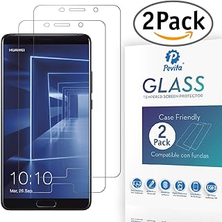 Pevita Protector de Pantalla Huawei Mate 10. [2 Packs]. Dureza 9H, Sin Burbujas, F?cil Instalaci?n. Protector de Pantalla de Cristal Templado Premium para Huawei Mate 10