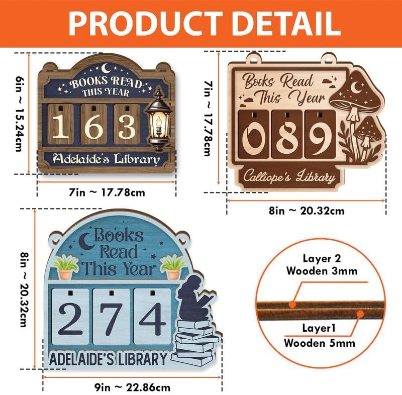 Books Read This Year Tracker with Black Cat, Personalized Bookshelf Counter with Name, Bookish Décor, Birthday Gift for Book Lover