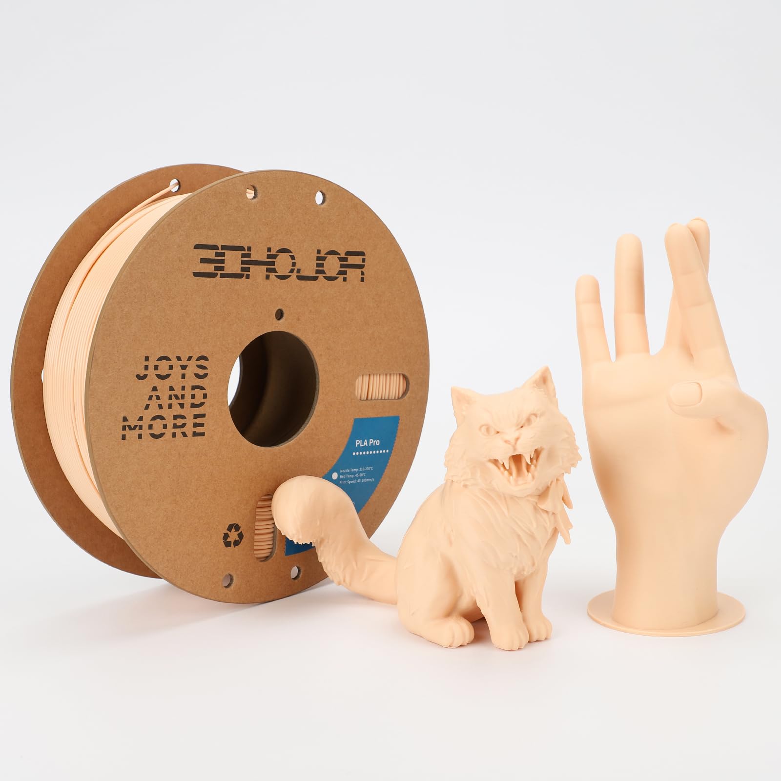 3DHojor Filamento PLA Pro (PLA+) de 1.75 mm, filamento de impresora 3D PLA Plus, carrete de cartón filamento de impresión 3D PLA +, precisión dimensional +/- 0.03 mm, beige, 2.2 libras