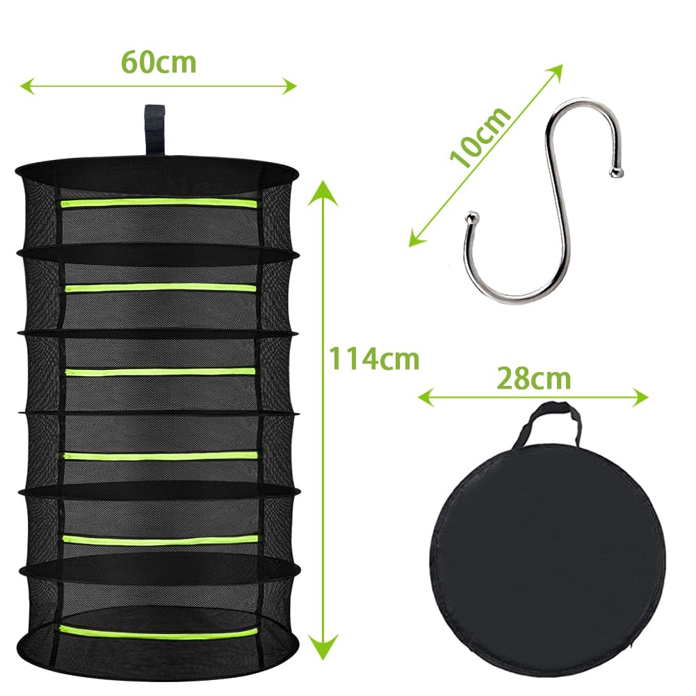 Rete Essiccazione 6 Strati Pieghevole | Per Erbe, Vestiti, Piante | Cotone | Diametro 60 Cm - Foto 2