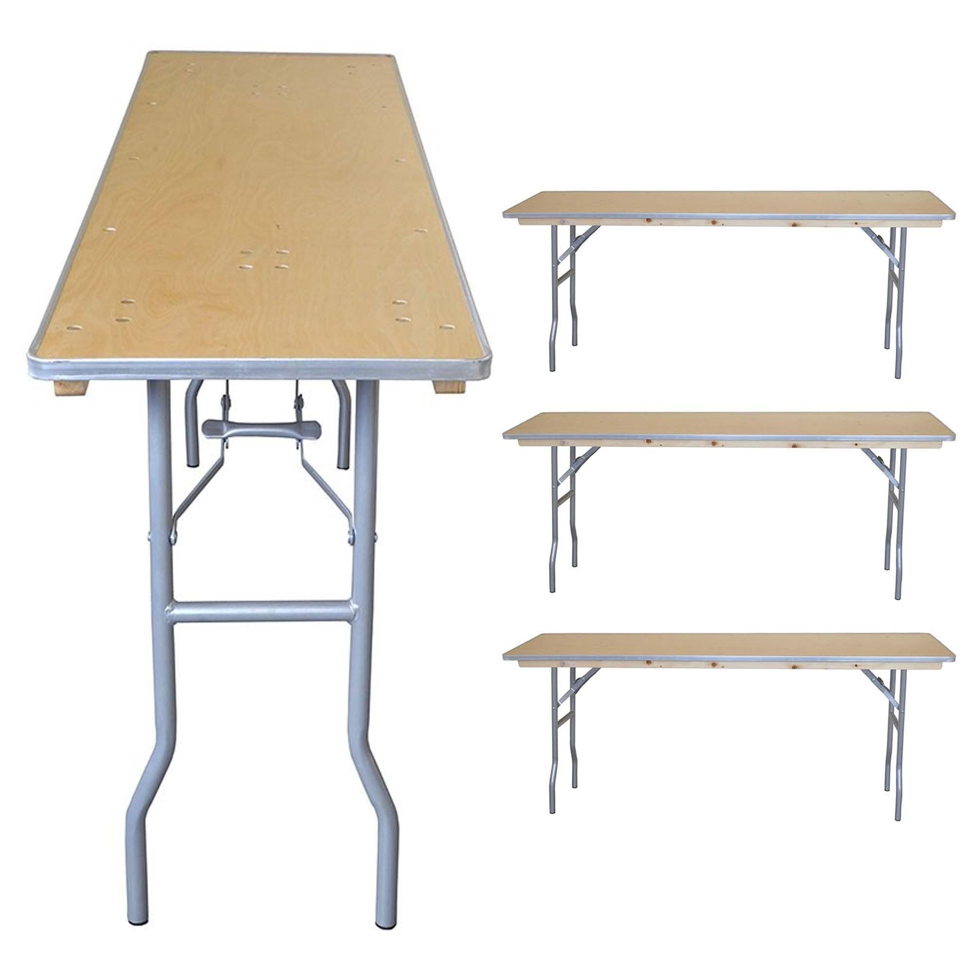 30-inch and 18-inch folding tables combined for dining width with bed risers