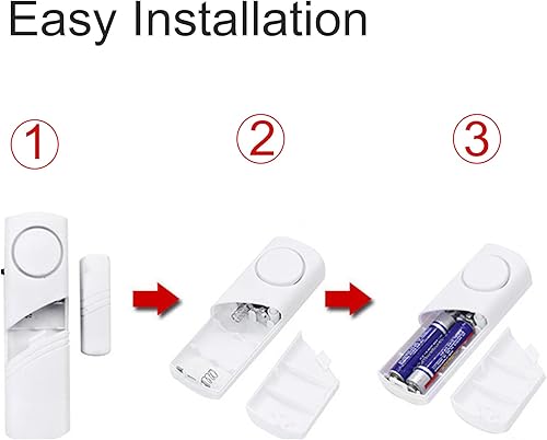Miniatura 4 de Paquete de 2 alarmas para puerta y ventana del hogar, sensor de alarma inalámbrico de seguridad para ventana, alarma inalámbrica para puerta de