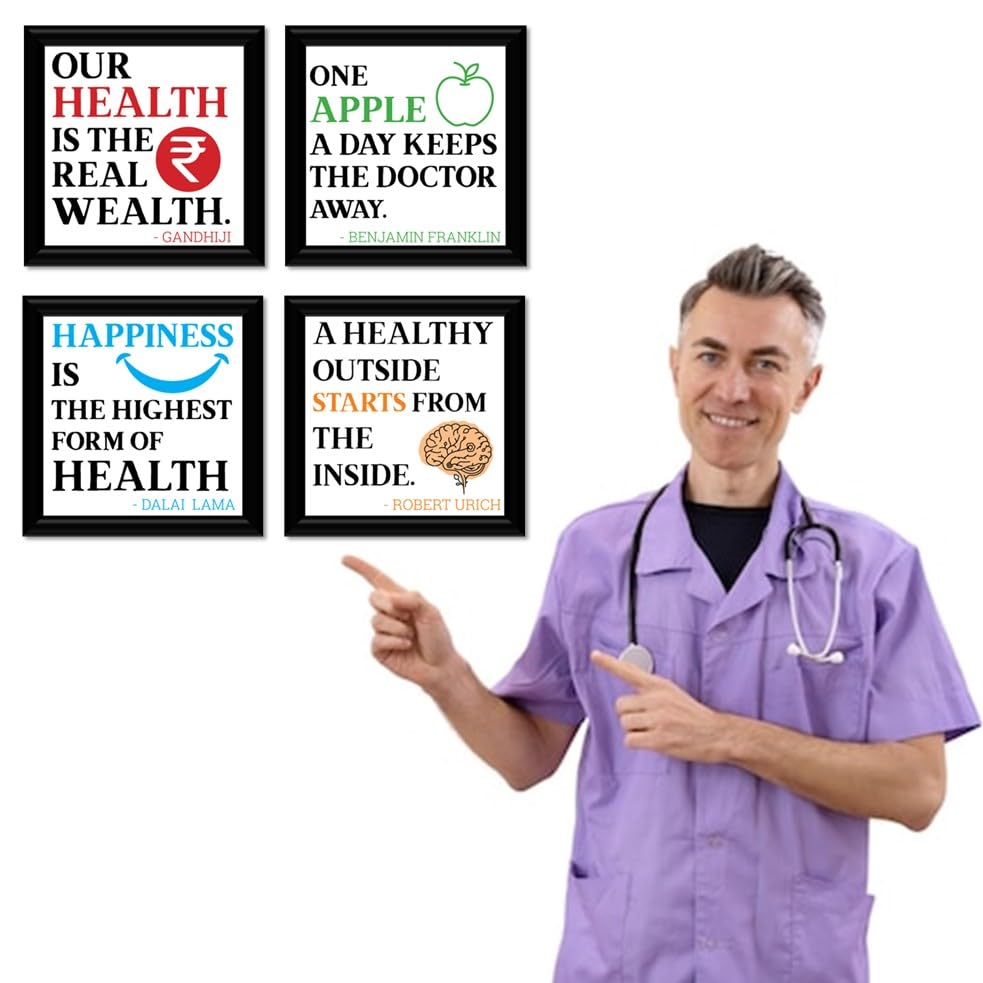 Image of JABSY Doctor Hospital Health Facts Medical Physiotherapy Dentist Wall Decor Poster Framed Gift (7 Inch Square Frame - Set of 4) (Hospital S023)