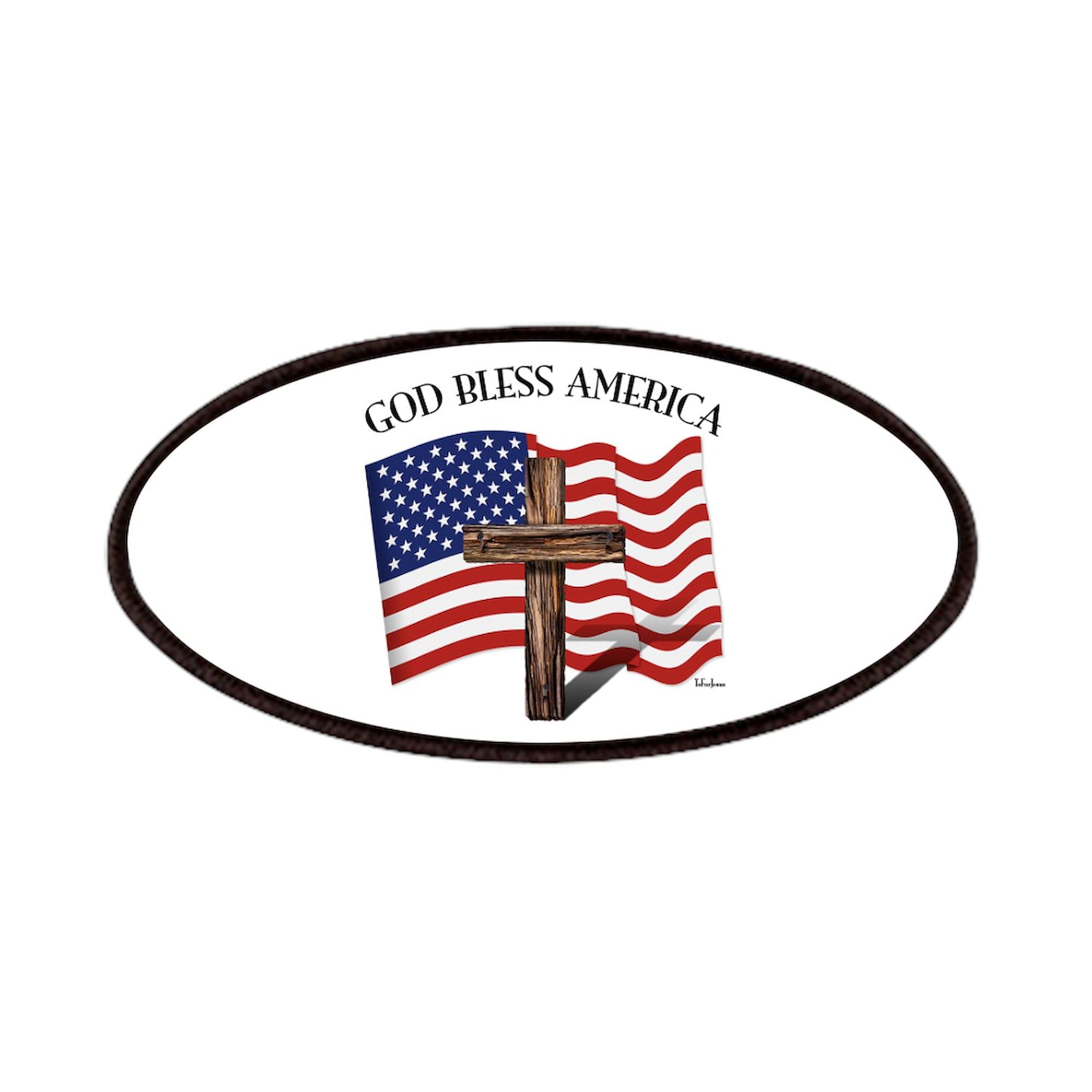CafePress God Bless American With US Flag And Rugged Patches 4